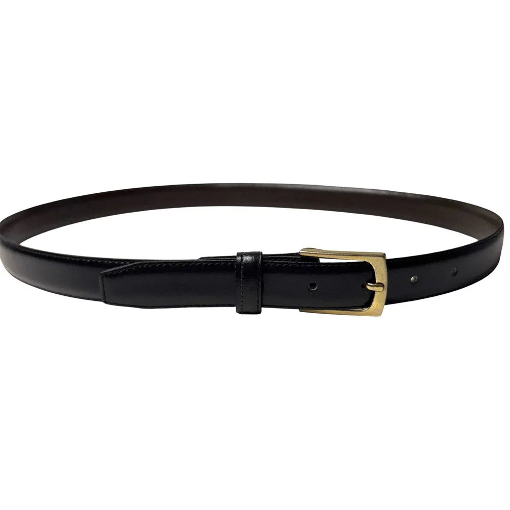 Unbranded Genuine Leather Belt Mens 34 Black Gold Buckle Made in USA